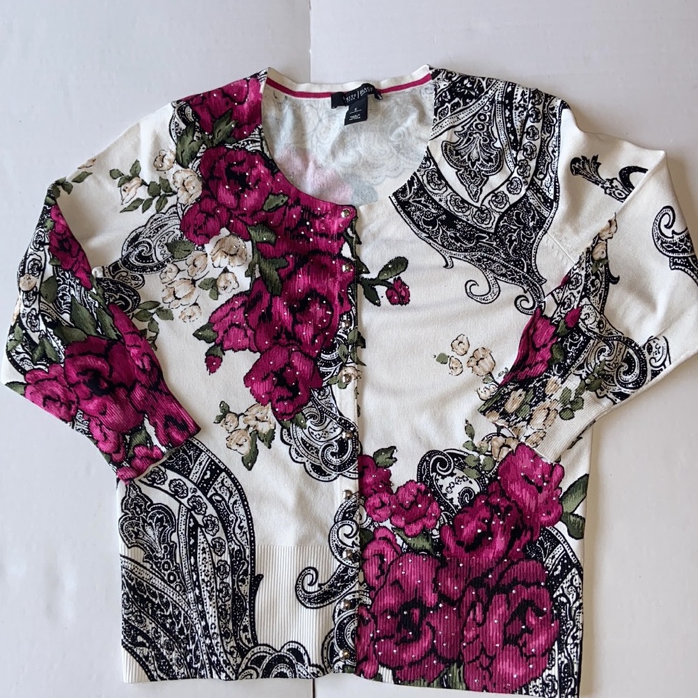 WHBM Floral Cardigan Sweater
